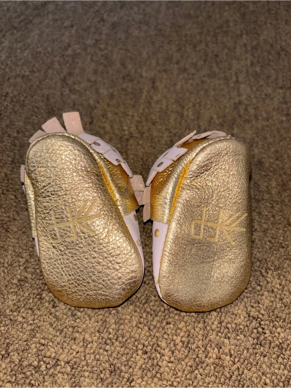 Purple Baby Moccasins with Gold Dots